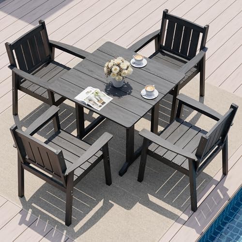 Pamapic Patio Dining Table Set, 5-Piece Outdoor Dining Set for 4, Grey by Pamapic