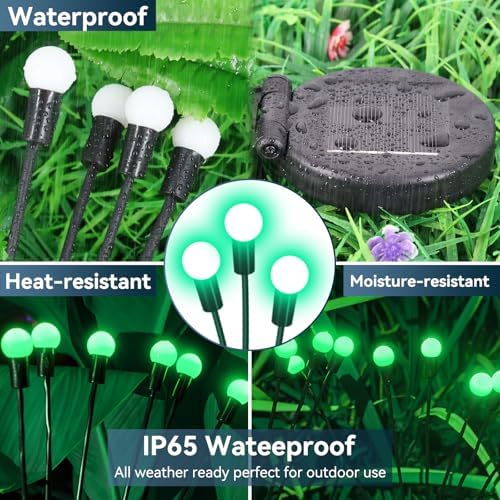 Solar Garden Lights Outdoor Waterproof, 2 Pack 16 LED Swaying Firefly Lights Outdoor Decor Light for Pathway Party Christmas Decoration, Unique Gifts for Women, Green - Image 4
