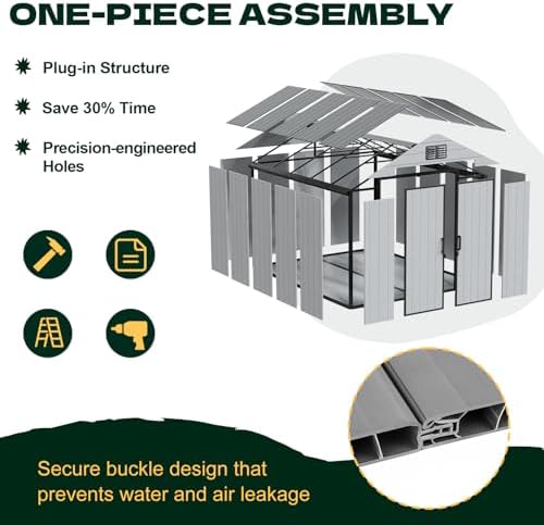 8 x 10 FT Resin Outdoor Storage Shed with Floor, Plastic Garden Shed - Image 3