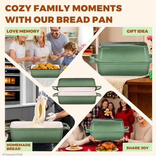 Cast Iron Loaf Pan with Lid, 11x5 Inch 5.8 Qt Sourdough Pan - Image 5