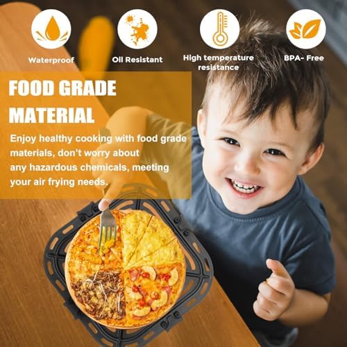 Air Fryer Grill Pan for COSORI Square Air Fryer Pro LE 5 Qt, Non-Stick 8.23’’*8.23’’ Air Fryer Rack Replacement Parts Accessories Grill Plate Crisper Plate Tray with Rubber Bumpers, Dishwasher Safe - Image 5