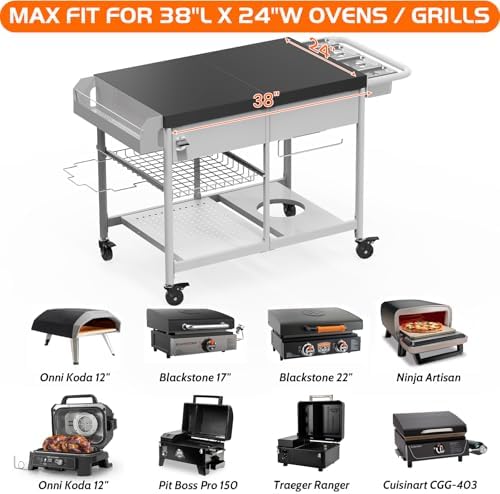 Pizza Oven Table, Grill Cart Table for Blackstone Griddle Pit Boss Portable Grill Tabletop Smoker Outdoor Pizza Oven Stand Fits Ninja, Cuisinart, Gozney, Outside Cooking BBQ Prep Table Station - Image 3