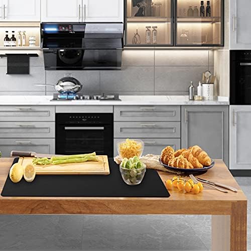 Ewen 39.4x23.5in 2mm Heat Resistant Silicone Mat, Extra Large Thick Placemat for Kitchen Counter, Workbench Countertop Protector Mat Hot Pads for Coffee Maker Bar Crafts Glass Top Stove Cover Black - Image 2
