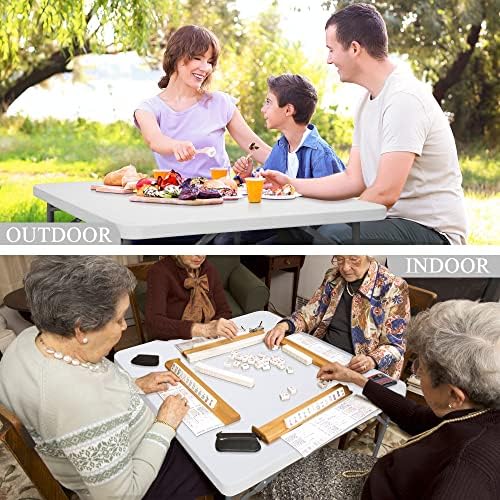 SUPER DEAL 33 Inch Folding Card Table, Indoor Outdoor Portable Plastic Kitchen or Camping Picnic Party Wedding Event Table, White - Image 3
