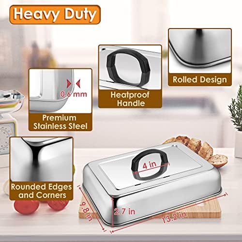 Leonyo 13x9IN Large Rectangular Stainless Steel Griddle Basting Cover Dome - Image 2