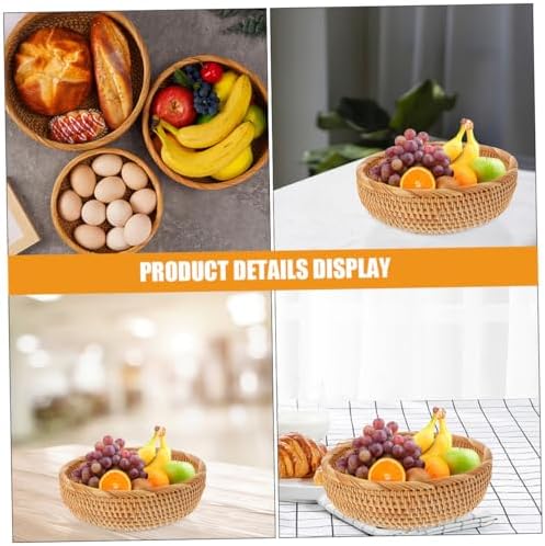Handwoven Rattan round Basket for Fruit Snack Storage Organizer - Image 3