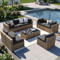 Aoxun Patio Furniture Sets, 10-Piece Outdoor Patio Furniture with Thick Cushions, Wicker Outdoor Conversation Set Sectional Sofa for Backyard, Poolside, Garden by Aoxun