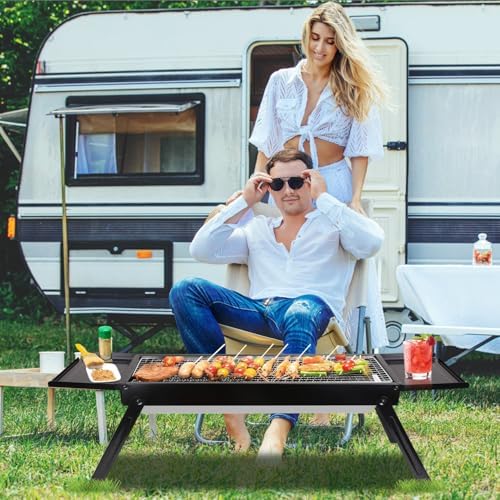 KOCASO Foldable Charcoal BBQ Grill with Shelf Stainless Steel Grill Net Easy Setup Portable Tabletop Barbecue Grill for Camping Picnic Outdoor Party Backyard - Image 4