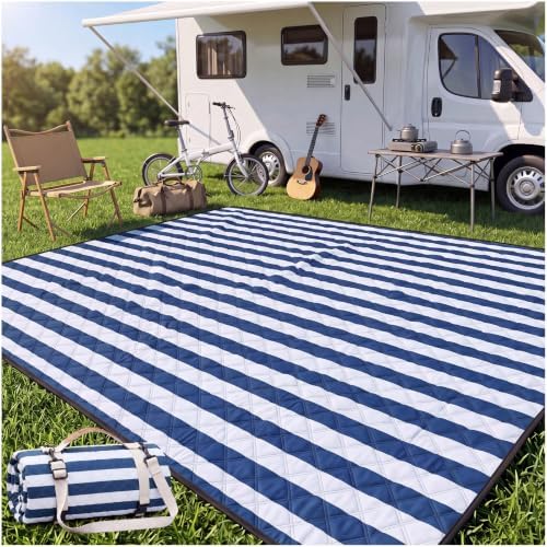 Genovega Waterproof Sandproof Beach Blanket Picnic Outdoor Mat Rug Extra Large Foldable Sand Free Big Giant XL Towel Car Essential Roadtrip Gadget Rv Accessories Gear Must Have Hiking Item Necessities by genovega