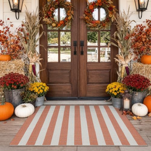 OJIA Outdoor Mat Orange Outdoor Rug 3'x5' Fall Welcome Mats for Front Door by OJIA
