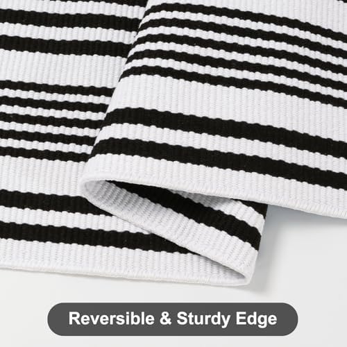 Fall Front Door Mat 2'x4.3', Cotton Washable Striped Outdoor Rug - Image 6