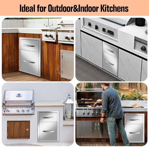 Outdoor Kitchen Drawers 13" W x 20" H x 21" D Built-in BBQ Drawer Stainless Steel Access Drawers for Outdoor Kitchen Island or Grill Station - Image 7