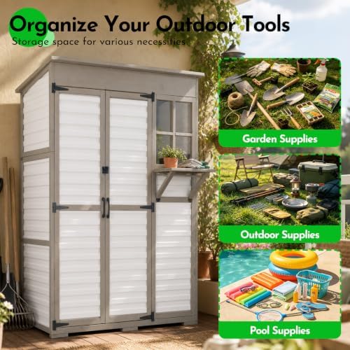 Large Outdoor Storage Cabinet with Dual-Zone Shelves, Garden Shed - Image 7