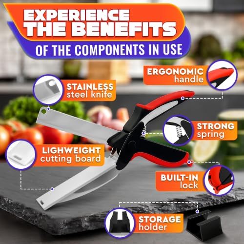 2 in 1 Kitchen Scissors for Food with Cutting Board, Safety Lock - Image 3