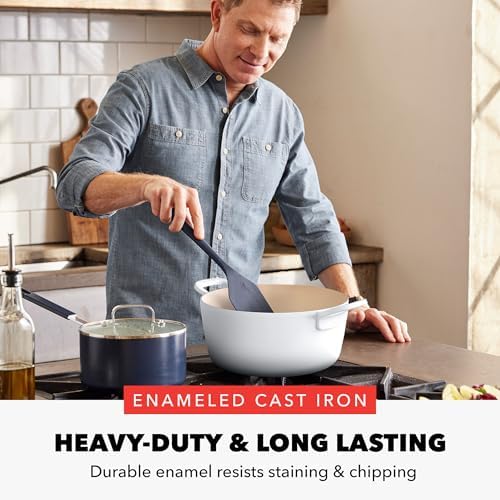 GreenPan x Bobby Flay 5.5QT Enameled Cast Iron Dutch Oven With Lid, White - Image 2