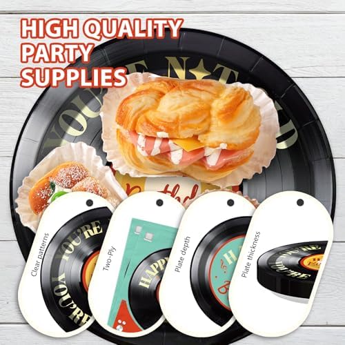 96Pcs Vinyl Record Birthday Party Decorations for Men Women, Serves 24 - Image 6