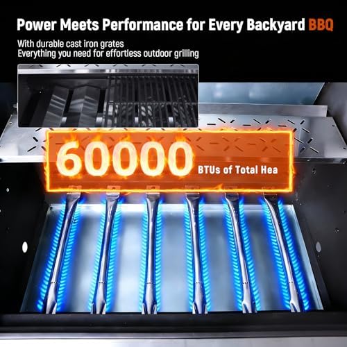 Redlife 6-Burner Propane Gas Grill, 60,000 BTU Outdoor BBQ Grill - Image 4