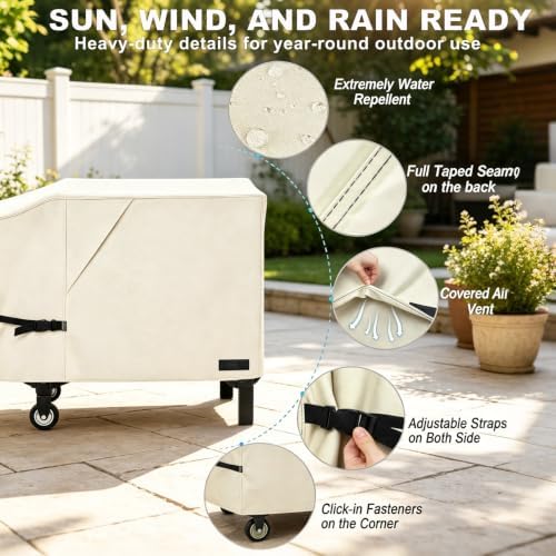 NettyPro Griddle Cover for Blackstone 28" Griddle with Single Shelf, Beige - Image 4