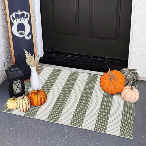 OJIA Front Door Mat 24"x36" Outdoor Doormat Striped Porch Rugs Fall Decor by OJIA
