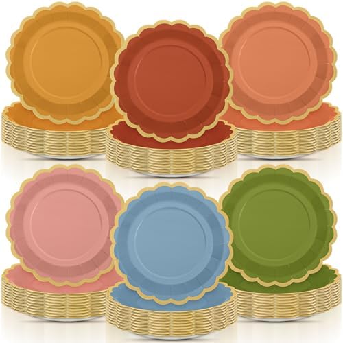 96 Pcs Colorful Paper Plates 9 Inch Floral Party Plates by Tiangrid