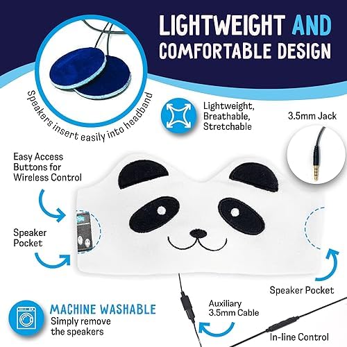 Toddler Headphones Wireless, Kids Bluetooth Earphones, Safe Volume - Wired School Headphones for Kids with 3.5 MM Jack and Travel Bag - Toddler Airplane Accessories for Boys & Girls - Panda - Image 4