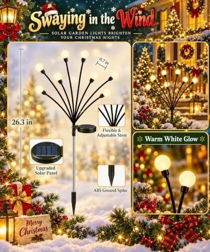 OZS 6 Pack 48 LED Solar Garden Lights, Solar Firefly Lights Outdoor - Image 3