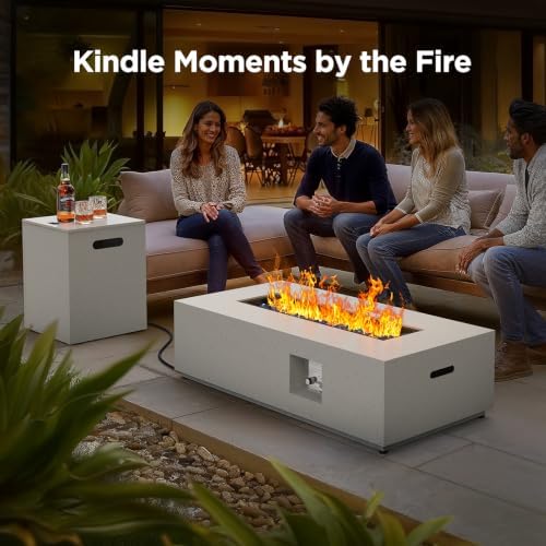 Ciays 43 Inch Outdoor Propane Fire Pit Table, 50,000 BTU CSA-Certified Gas Fire Pit for Patio, Backyard, Deck & Balcony, with Glass Rocks, Waterproof Cover and Adjustable Legs - Image 7