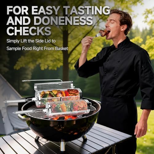 Rolling Grill Baskets,Grill Accessories for Veggies,Gifts for Men-2 Pack - Image 6