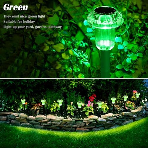 Priddop Solar Lights Outdoor Waterproof 8 Pack LED Green Stake Mushroom - Image 5