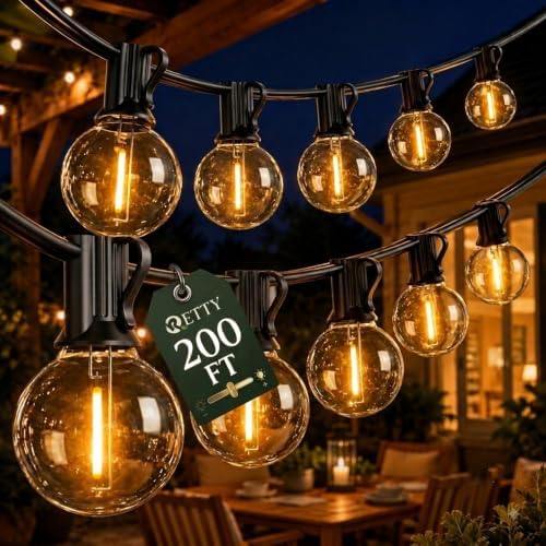 RTTY 200 FT Outdoor String Lights Waterproof, Outside Patio Light 104 Bulbs by RTTY