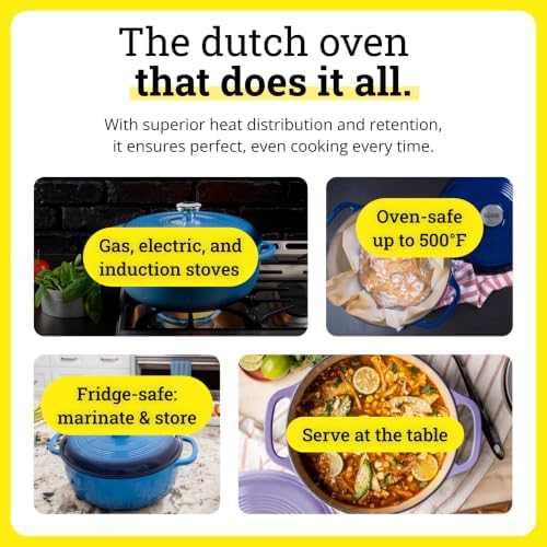 Lodge Essential Enamel Cast Iron Dutch Oven, 7.5 Quart, Caribbean Blue - Image 4