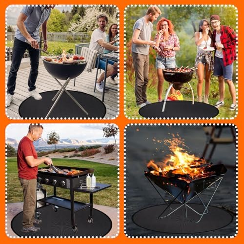 24'' Fire Pit Pad, 4-Layer Fireproof Mat, Deck Protector, Fire Pit Accessories, Burn Barrel, Under Grill Mat, BBQ Mat, Patio Shield, Fire Retardant Base Pad for Outdoors - Image 2