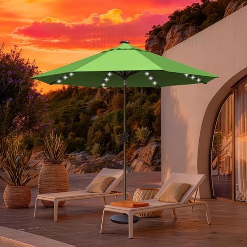 EliteShade USA 10-Year-Non-Fading 10ft Market Patio Umbrella, Commercial Grade Table Sun Umbrella with 80 Solar LED Lights, Crank Open, Windproof & UPF 50+ UV Protection for Garden, Deck, Pool, Backyard, Macaw Green - Image 2