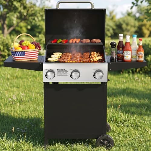 Veralune 3 Burner Gas Grill, Outdoor Propane Grill with Wheels, 445 SQ. IN by Veralune