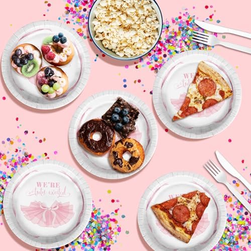 Birthday Galore We're Tutu Excited Pink Bows Baby Shower - 32 Piece Disposable Party Supplies - Baby Shower Decorations - Round Party Plates - Large 9" Paper Plates In Bulk - Image 5