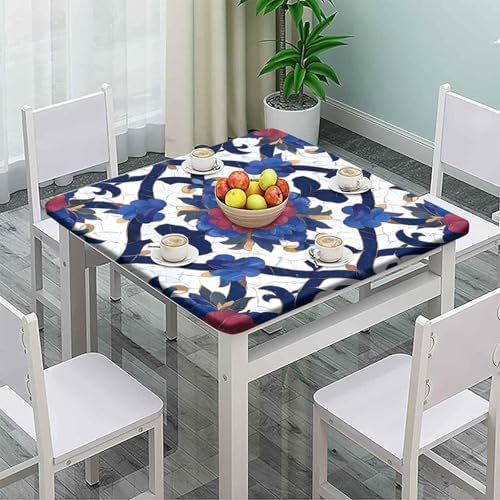 Outdoor Tablecloths with Elastic, Moroccan Trellis Pattern Printed on Washable Foldable Dining Table Cover, Ideal for Special Occasions Holidays, Fit for 30" x 30" Square Tables - Image 2