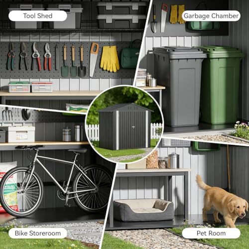 COMHOMA 6'x4' Shed Outdoor Storage Metal with Lockable Doors & Vents - Image 4