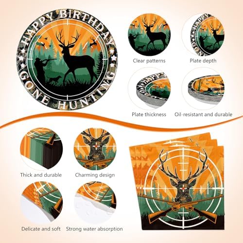 170 Pcs Hunting Camo Party Oh Deer Party Decorations, Serves 24 - Image 3