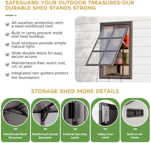 WACASA 8x8 FT Resin Plastic Outdoor Storage Shed with Floor - Image 2
