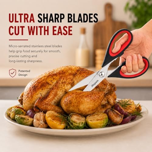 iBayam 3-Pack 8.7" Kitchen Scissors All Purpose Heavy Duty Shears w/Sheath - Image 2