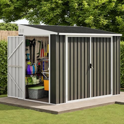 DWVO 7x4ft Outdoor Storage Shed with 3 Lockable Doors - Image 2