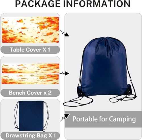 CAPSCEOLL Fitted Picnic Table Cover with Bench Covers 6ft - Fall Maple - Image 4