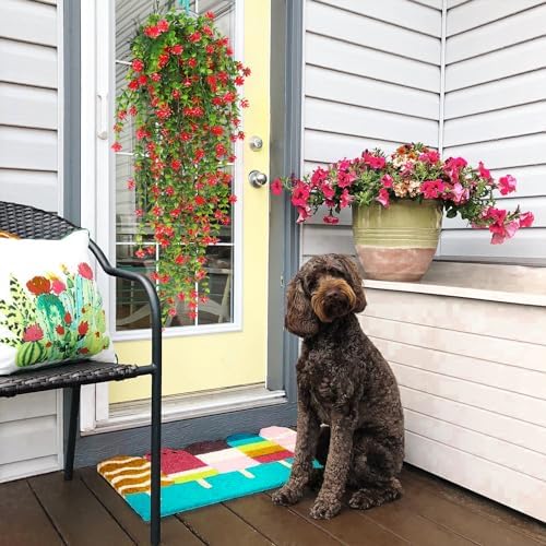 RECUTMS Artificial Hanging Plants Faux Hanging Vine Red Flowers Fake Plants - Image 4