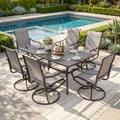 Sophia & William Patio Dining Set for 6 w/Swivel Textilene Chairs, Grey by SophiaWilliam