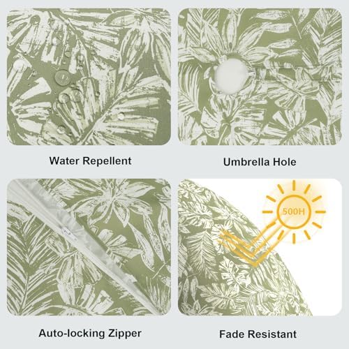 LVTXIII Rectangle Outdoor Tablecloth with Umbrella Hole and Zipper, Water-Repellent 60 x 84 Inch Patio Table Cover for Picnic, Garden, Backyard Dining, Tropical Leaf Green - Image 4