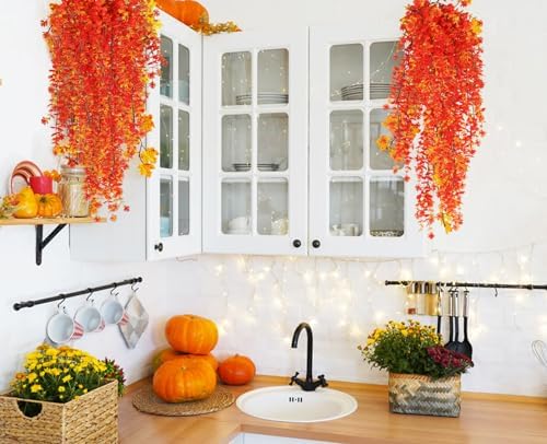 RECUTMS Artificial Hanging Plants Fall Faux Eucalyptus Fake Draping Vines - Image 3