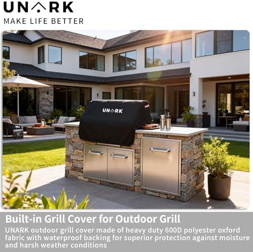 Built-in Grill Cover for Outdoor Grill, 36-Inch Heavy Duty Waterproof Island BBQ Grill Top Cover with Plush Lining, Built-in BBQ Grill Cover, All-Weather Protection BBQ Covers for Outside, Black - Image 3