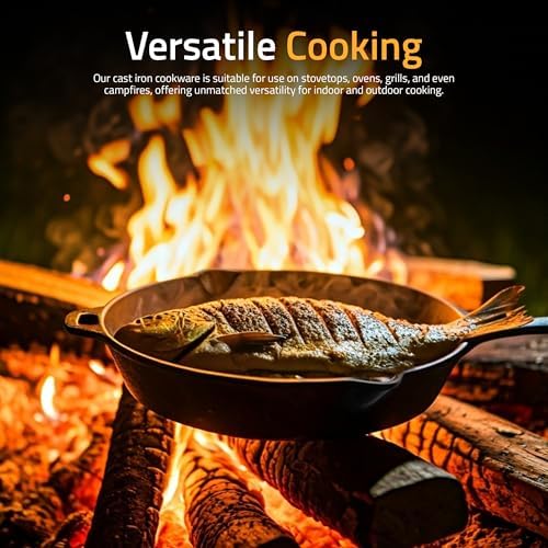 Utopia Kitchen Cast Iron Skillet 12 Inch Pre-Seasoned PFAS-Free Black - Image 6