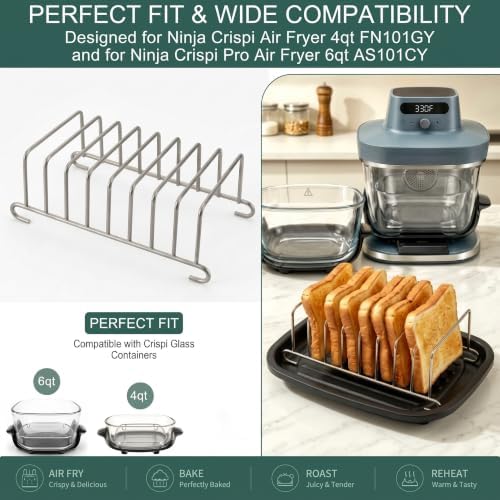 2-Pack Toast Rack for Ninja Crispi Pro & FN101 Air Fryer Accessories - Image 4