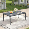 Outdoor Dining Table for 6, 63" Rectangle Outdoor Table with Adjustable Umbrella Hole, All-Weather Metal Patio Dining Table for Lawn Garden Backyard Deck, Dark Grey by ProvideOutdoorSolutions